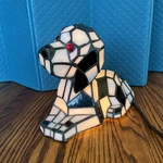 Tiffany Style Stained Glass Dog Lamp Bobble Head Night Light Black White Vtg. Fixed Price $79.99.