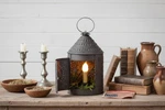 Primitive Colonial Electric Black 15 "fireside Lantern Punched Tin. Fixed Price $129.00.