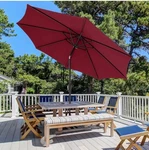 Cobana Outdoor Patio Table Umbrella 7.5FT Push Button Tilt And Crank, Dark Red. Fixed Price $29.99.