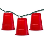 Dennis East Set Of 10 Red Party Cup Christmas Or Patio Lights - 6 Ft Green Wire. Fixed Price $37.79.