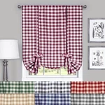 Buffalo Check Plaid Gingham Tie Up Window Curtain Shades - Assorted Colors. Fixed Price $18.99.