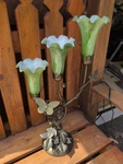 Dale Tiffany 3 Tulip Butterfly Green Art Glass Shades Bronze Table Lamp 21". Fixed Price $225.00.