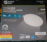 Commercial Electric 8IN Premium Series Led Ultraslim Canless Recessed Light. Fixed Price $18.99.