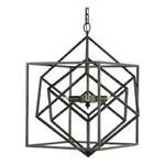 Benjara 19" 2 Light Chandelier- Geometric Pattern- Iron Frame- Retro- Black. Fixed Price $330.59.
