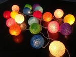 Rainbow Pack 20 Cotton Ball Fairy Light With String Globe Bulb 3 Metres Long. Fixed Price $21.52.