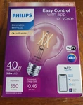 Philips G25 Smart Bulb, E26 Base, 40W Led, Soft White, Dimmable, Wi-fi & Wiz New. Fixed Price $9.00.