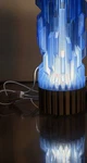 Led Color-changing Table Lamp, Remote Control, Usb, Blue, Cylinder Shade. Fixed Price $29.00.