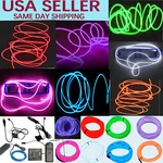 Neon Led Light Glow El Wire String Strip Rope Tube Decor Car Party + Controller. Fixed Price $12.99.