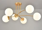 Mid Century Gold Ceiling Semi Flush Mount Opal Globe Chandelier 6-LIGHT.... Fixed Price $246.29.