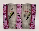 Betsey Johnson 2 Highball Glasses Nib Lightning Bolt Pink Box Gift Set. Fixed Price $10.99.