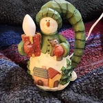 Snowman Lamp Night Christmas Green Hat Holiday Winter W/light Works. Fixed Price $18.95.