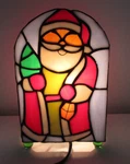 Christmas Normande Lighting Santa Accent Lamp Tiffany Style Stained Glass. Fixed Price $33.29.