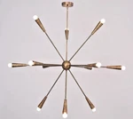 12 Light Stilnovo Style Raw Brass Chandelier Customize Finish Ceiling Lamp. Fixed Price $187.76.