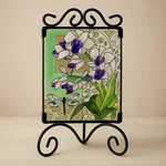 Joan Baker Stained Glass Candle Holder Orchid Dragonfly Floral Art Gift. Fixed Price $18.00.