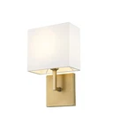 Z-lite Saxon 815-1S-RB 1-LIGHT 7" Brass Wall Sconce Lamp White Fabric Shade Home. Fixed Price $99.00.