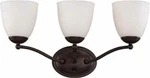 Nuvo 60-5133 3-LIGHTS Vanity Fixture In Prairie Bronze With Frosted Glass. Fixed Price $121.99.