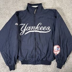 New York Yankees Jacket Mens Medium Blue Mlb Baseball Majestic Fleece Lined. Fixed Price $97.99.