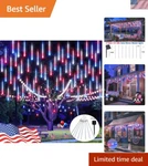 Eco-friendly 4TH Of July Solar Lights 8 Tubes, 144 Colorful Led Metor Showers. Fixed Price $37.99.