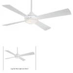 Minka Aire F521L-WHF Aluma Led 52" Ceiling Fan 4-BLADE White W/ Opal Glass. Fixed Price $299.00.