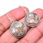Copper Aquamarine -brazil 925 Sterling Silver Earring 1.33" E8, Christmas Gift. Fixed Price $15.80.