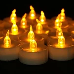 12 Pcs Yellow Led Tea Lights Mini Flameless Fake Candles Timer Battery. Fixed Price $24.07.