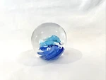 Dynasty Paperweight Gallery Art Glass Round Blue Dolphins Over Waves 2.5". Fixed Price $12.60.