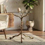Round Glass End Table With Metal Base Side For Living Room Accent. Fixed Price $249.00.