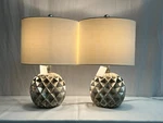 2 Pk Fangio Lighting 19.5" Paper Lantern Fold Resin Table Lamp Silver Foil. Fixed Price $109.00.