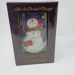Ibis And Orchid Design Snowman Looking Up Night Light Retired 50126 Nib 2008. Fixed Price $30.00.
