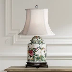 Vibrant Floral Garden 23" High Scalloped Tea Jar Porcelain Table Lamp. Fixed Price $267.99.