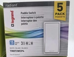 5-PACK Legrand White Paddle Switch Pass & Seymour Radiant 15 Amp Way TM873WCP4. Fixed Price $15.99.