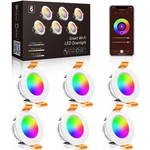 Inshareplus 6 Pack Inch Smart Recessed Lighting, Wifi Led Downlight 5W 120V.... Fixed Price $177.85.