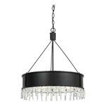 Benjara 4 Bulb Round Metal Body Chandelier With Hanging Crystal Accents- Black. Fixed Price $900.99.