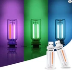 2 Pcs Three-color Usb Light, Touch Dimmable Night Led Color: Green+purple. Fixed Price $16.99.