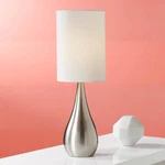 Modern Table Lamp Brushed Steel Teardrop White Shade For Living Bedroom. Fixed Price $44.99.