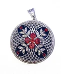 Necklace Pendant Sterling Silver Garnet Onyx East Arts Jewelry Unused 1/4". Fixed Price $35.00.