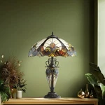 Brown Cream Tiffany Style Table Lamp Art Glass Bronze Elegant Gift Decor Accent. Fixed Price $220.84.