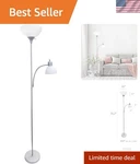 LF2000-SLV Mother-daughter Floor Lamp With Reading Light Silver. Fixed Price $56.99.