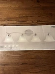 Hampton Bay Andenne 4-LIGHT Brushed Nickel Vanity Fixture Glass Shades #705 207. Fixed Price $39.99.