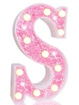 Pooqla Led Marquee Letter Lights, Pink Glitter Alphabet Sign Battery Powered .... Fixed Price $15.99.