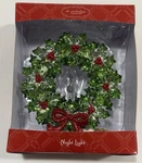 Vintage Nicholas Square Green Wreath Christmas Flickering Night Light Nos. Fixed Price $20.99.