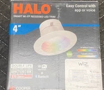 Halo Wifi Retrofit Led Downlight White 600LM 2200K-6500K 4" RL4069WZRGBWWHR. Fixed Price $12.99.