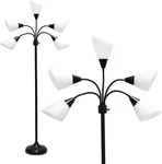 Adjustable 5-LIGHT Black Gooseneck Floor Lamp With White Shades For Kids Room. Fixed Price $86.99.