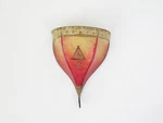 Moroccan Henna Painted Vellum Wall Sconce Iron Frame 12" Tall X 10" Wide. Fixed Price $266.00.