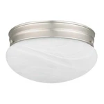 Sunset Lighting 8" Flush Mount Faux Alabaster Mushroom Glass, Satin Nickel Finis. Fixed Price $19.99.