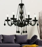 Classic Crystal Chandelier 6 Lights Black Maria Teresa Design Swarovski. Fixed Price $686.84.