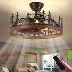 Ceiling Fan 21 Inch Flush Mount Light Remote Rustic Farmhouse Walnut Merexcint. Fixed Price $259.99.