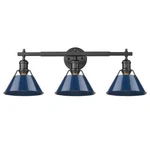 Golden Lighting 3306-BA3 Blk-nvy Orwell 3-LIGHT 27IN Black Vanity Wall. Fixed Price $96.75.