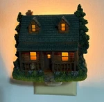 Thomas Kinkade Painter Of Light Sculpted Night Cabin Cottage Trees. Fixed Price $25.00.