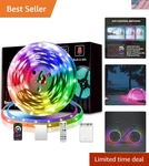Easy-install 20FT Led Strip Lights With Music Sync & Remote Control Convenience. Fixed Price $35.99.